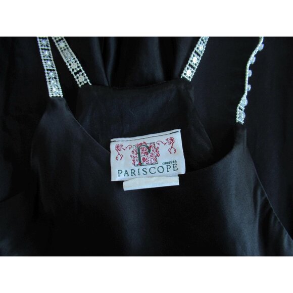 Vintage 90s Pariscope Made in Canada Black Mini Dress with Crystal Bling Straps - Picture 8 of 8